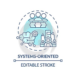 Thin line simple blue systems oriented icon concept