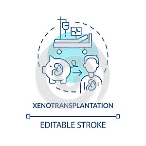 Thin line simple blue xenotransplantation icon concept