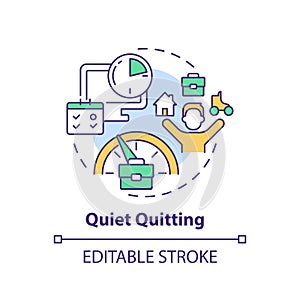 Thin line simple colorful quiet quitting icon concept
