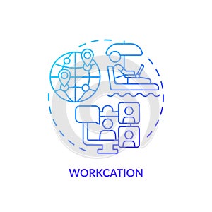 Thin line simple gradient workcation icon concept photo