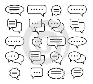 Thin line speech bubble icons