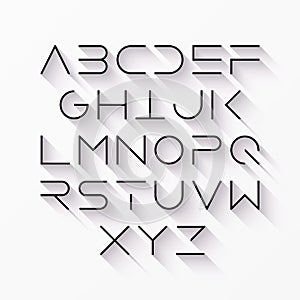 Thin line style font with shadow