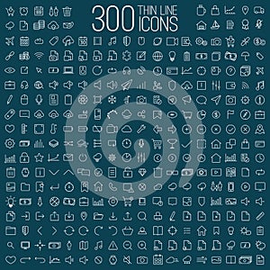 300 thin line universal icons set