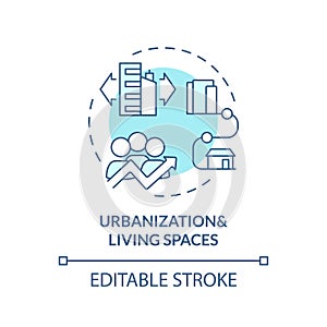 Thin line urbanization and living spaces icon concept