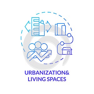 Thin line urbanization and living spaces icon concept