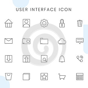 Thin line user interface icon set, communication vector concept.