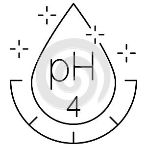 Thin line vector black icon of the Water Acidity pH 4 calibration