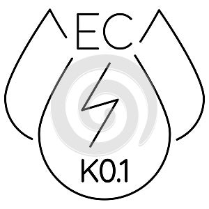 Thin line vector icon of the Water Electrical Conductivity EC K0.1 calibration