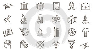 Thin line vector online education icon set.