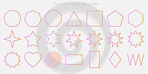 Thin line vector shapes icon set. circle, square, triangle, polygon, star, heart, spiral, rhombus, zigzag outline figures in the p