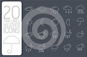 Thin line weather set icons concept. Vector illustration design