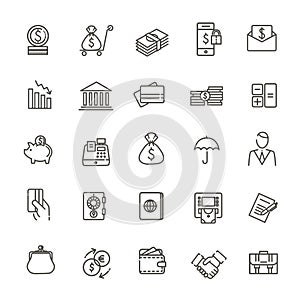 Outline vector web icon set - money