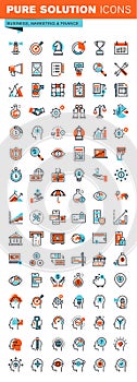 Thin line web icons for business, marketing and finance