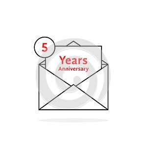 Thin line 5 years anniversary logo like open letter