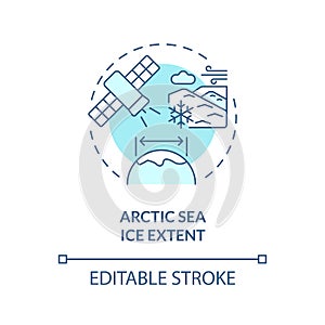 Thin linear blue icon arctic sea ice extent concept