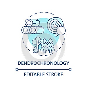 Thin linear blue icon dendrochronology concept photo