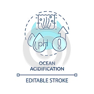 Thin linear blue icon ocean acidification concept photo