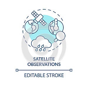 Thin linear blue icon satellite observations concept