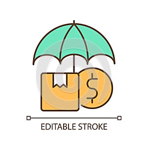 Thin linear colorful value coverage icon