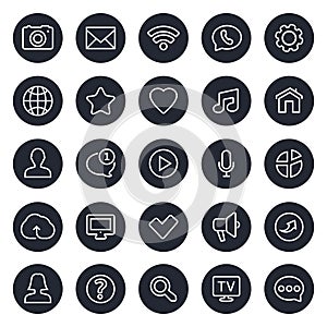 Thin lines web icons - Contact and communication