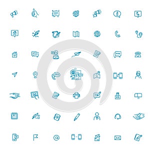 Thin lines web icons set. Contact us