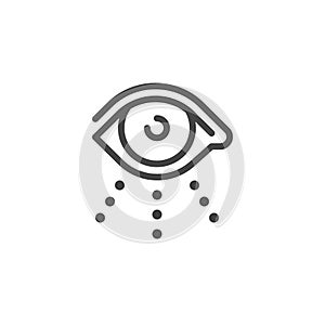 Thin Outline Icon Open Human Eye, Eyeball. Such Line sign as Visual Perception, Eyecare or Oculist and Eyesight. Vector