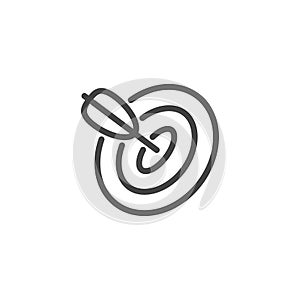 Thin Outline Icon Target and Arrow. Such Line sign as Focusing Attention or Concentration Attention, Aim and Goal