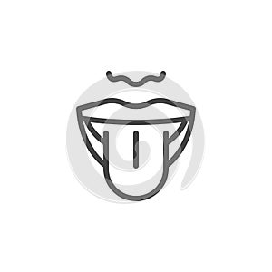 Thin Outline Mouth and Tongue Icon. Such Line sign as Articulation, Taste Perception, Sensory or Language Vector