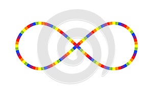 Thin rainbow line infinity sign. Rainbow gradient in the shape of the infinity symbol.