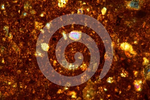 Thin section of a brick under the microscope