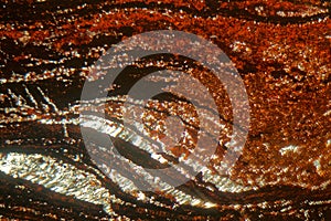 Thin section of iron ore under the microscope