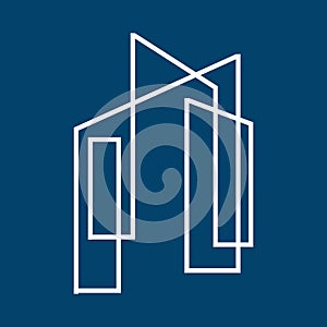 thin sign of building house Modern Real estate Apartment flat line logo Vector icon