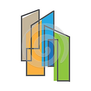 thin sign of building house Modern Real estate Apartment flat line logo Vector icon