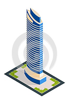 Thin Skyscraper Isometric Composition