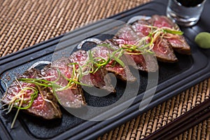 Thin slices of Kobe Beef photo