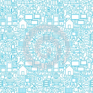 Thin Smart House Line Seamless White Pattern