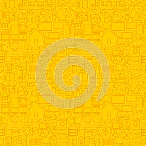 Thin Smart House Line Seamless Yellow Pattern