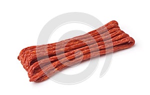 Thin smoked kabanos sausage photo