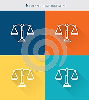 Thin thin line icons set of balance & law and judgment, modern simple style