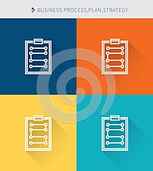 Thin thin line icons set of business process & plan and strategy, modern simple style