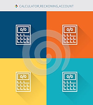 Thin thin line icons set of claculator & reckoning and account, modern simple style