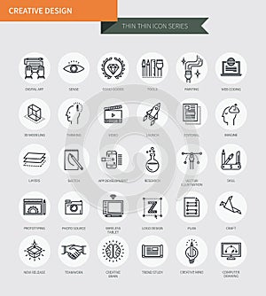 Thin thin line icons set of creative design, modern simple style