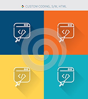 Thin thin line icons set of custom coding and software , modern simple style