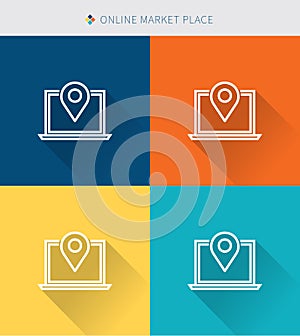 Thin thin line icons set of internet & global market, modern simple style