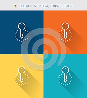 Thin thin line icons set of solution & strategy and construction , modern simple style