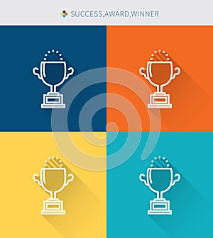 Thin thin line icons set of success and award, modern simple style