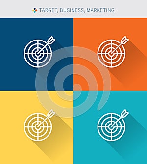Thin thin line icons set of target & business marketing, modern simple style
