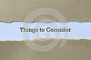 Things to consider on paper