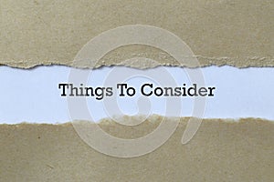Things to consider on paper