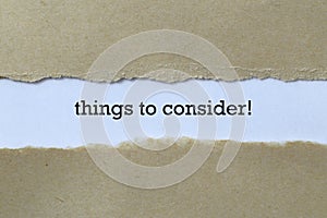 Things to consider on paper
